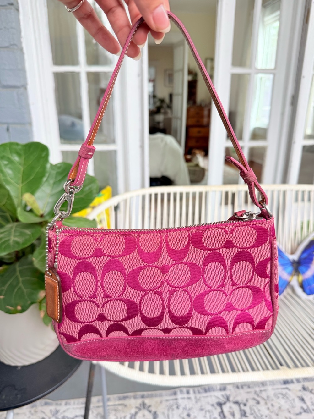 Coach Y2K Pink Demi Jacquard Mini Shoulder Bag